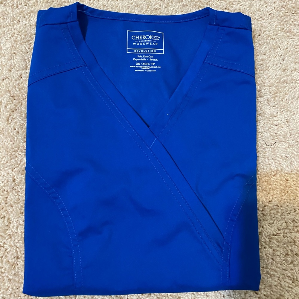 Cherokee Workwear Royal Blue Scrub Top